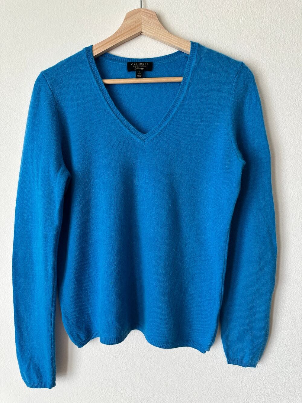 Cashmere Charter Club Luxury Sweater Womens M Blue V Neck 100% Cashmere